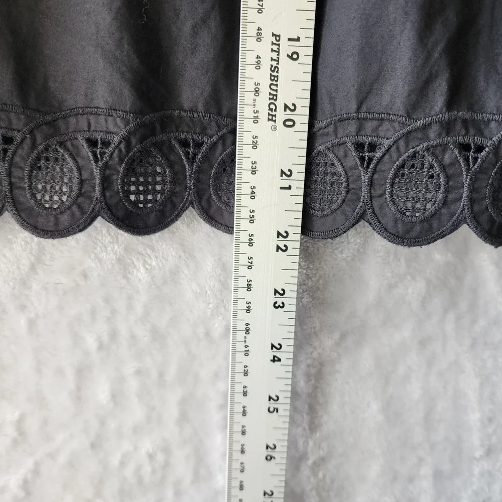 Madewell Top Womens Size Small Embroidered Eyelet Puff Sleeve Black Cotton NWT